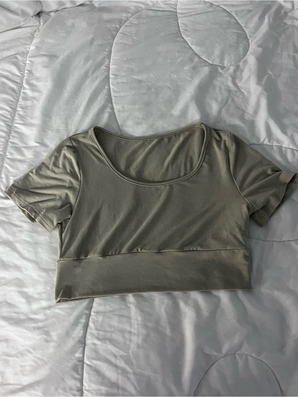 Scoop Neck Crop Top in Olive Sage